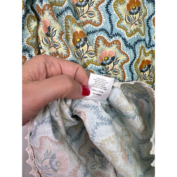 NEW Hunter Bell Puff Sleeves Peplum Cotton Lenny Tea Time Floral Top Blouse - Picture 8 of 9